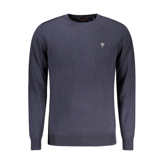 Guess Jeans Blue Viscose Sweater - Stylish Long Sleeved Crew Neck