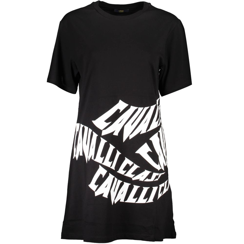 Cavalli Class Striking Black Cotton Dress