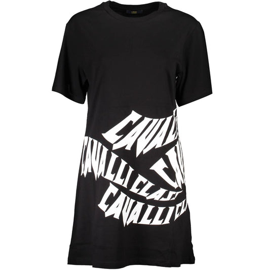 Cavalli Class Striking Black Cotton Dress