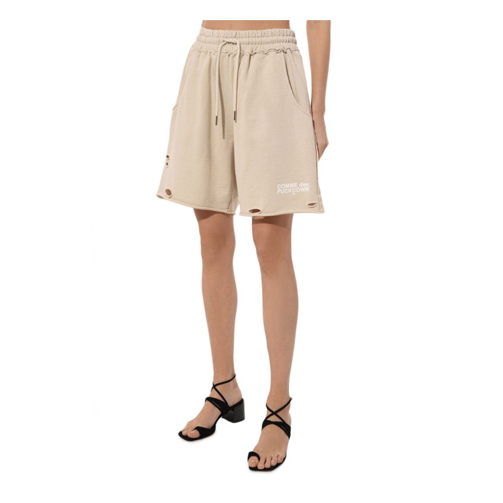 Comme Des Fuckdown Beige Cotton Shorts