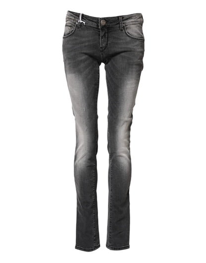ACHT Dark Gray Cotton Slim Fit Denim Low Waist Jeans - Modern Essential