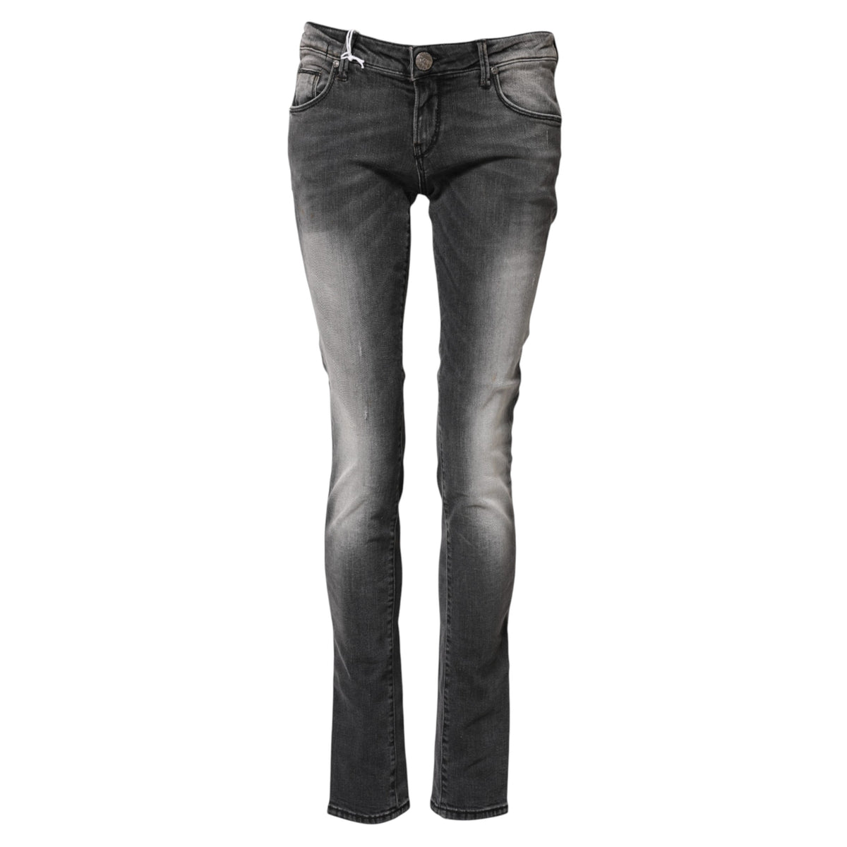 ACHT Dark Gray Cotton Slim Fit Denim Low Waist Jeans - Modern Essential