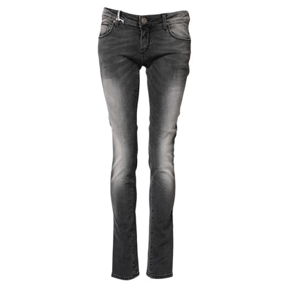 ACHT Dark Gray Cotton Slim Fit Denim Low Waist Jeans - Modern Essential