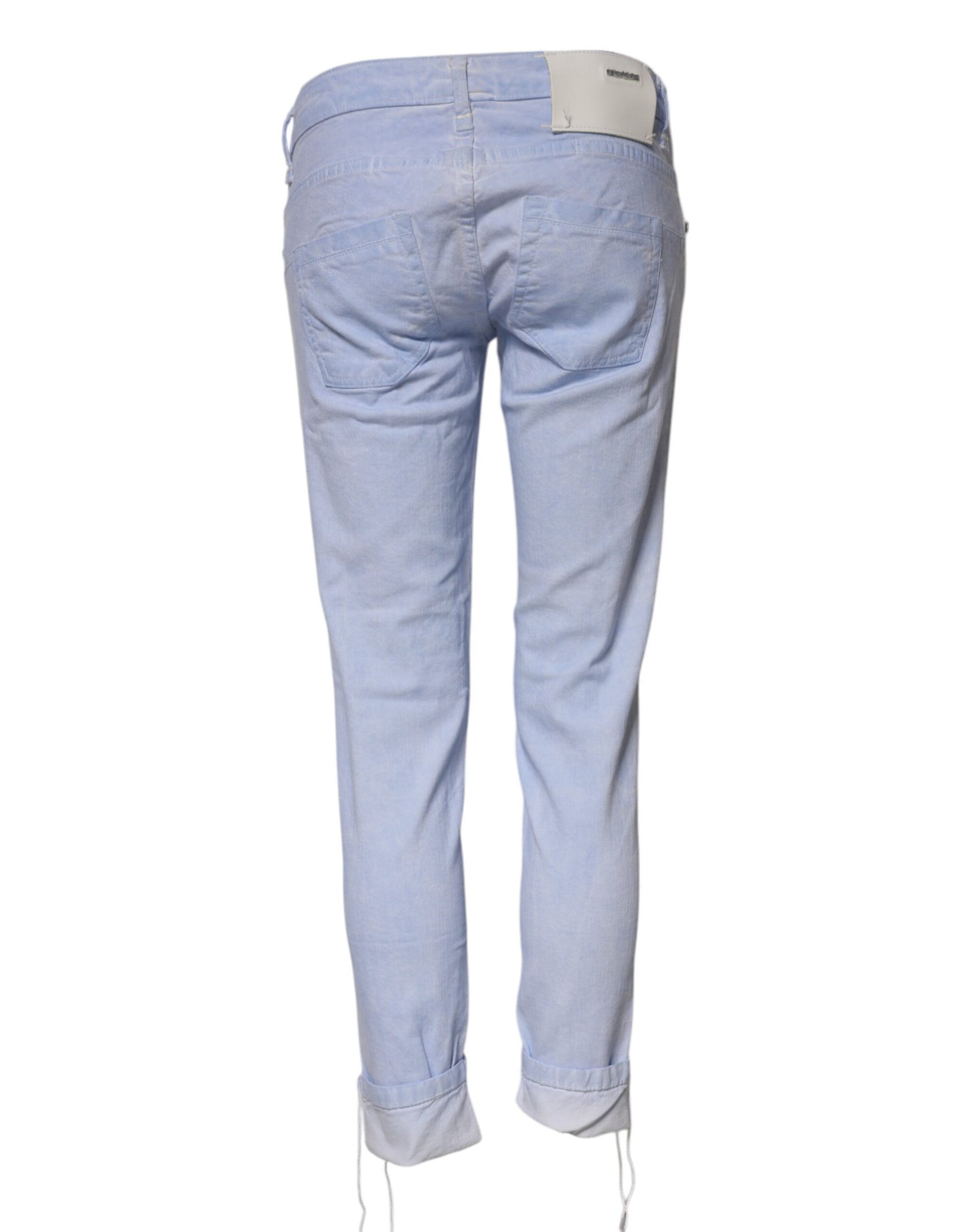 ACHT Light Blue Cotton Slim Fit Denim Low Waist Jeans