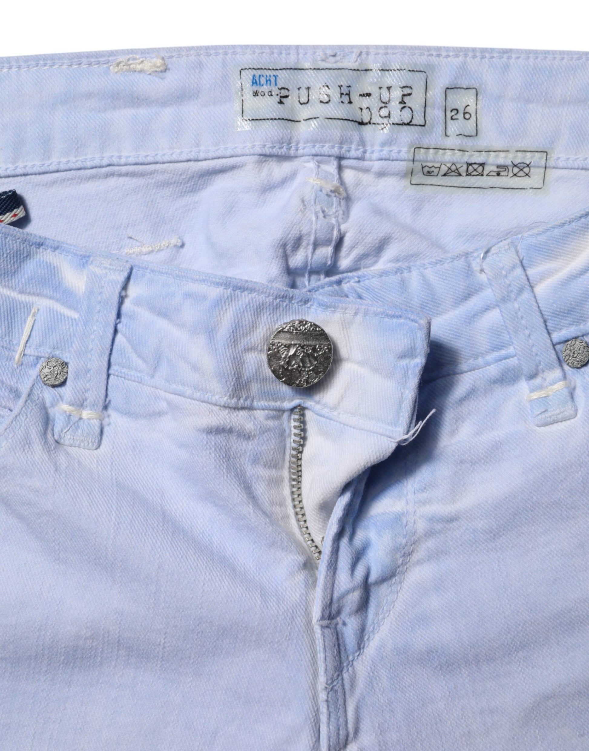 ACHT Light Blue Cotton Slim Fit Denim Low Waist Jeans