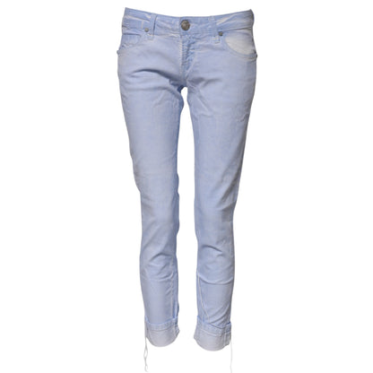ACHT Light Blue Cotton Slim Fit Denim Low Waist Jeans