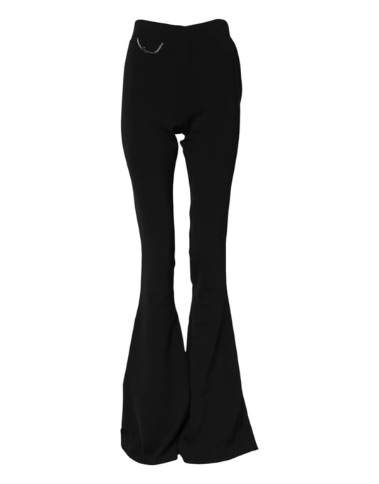 Dsquared2 Black Polyester High Waisted Flared Pants