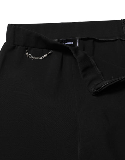 Dsquared2 Black Polyester High Waisted Flared Pants