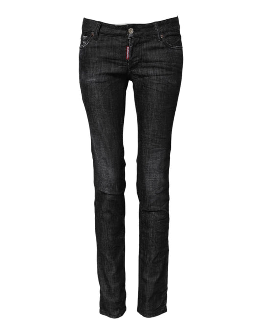 Dsquared² Black Cotton Low Waist Skinny Denim Jeans