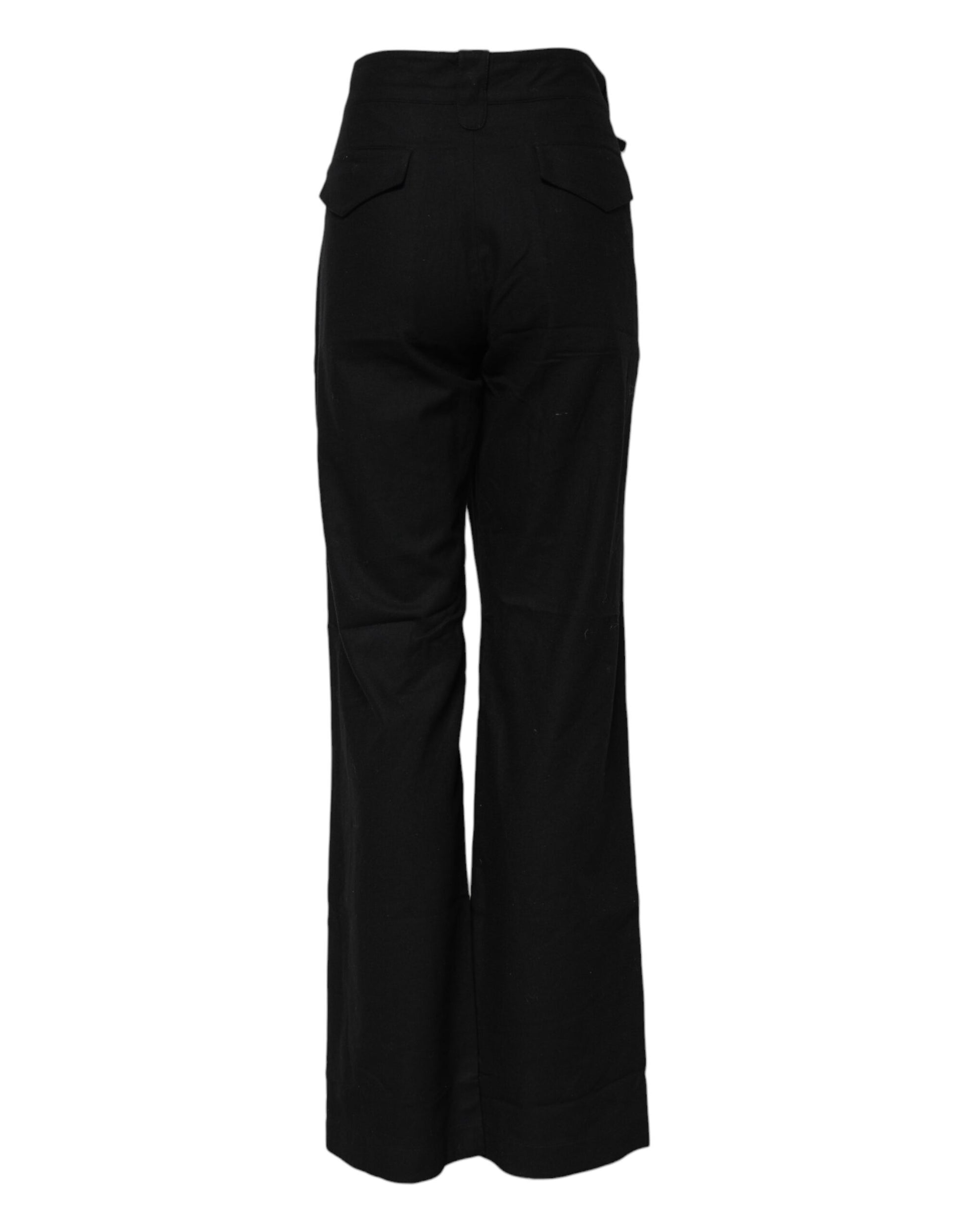 Ermanno Scervino Black High Waist Straight Fit Pants