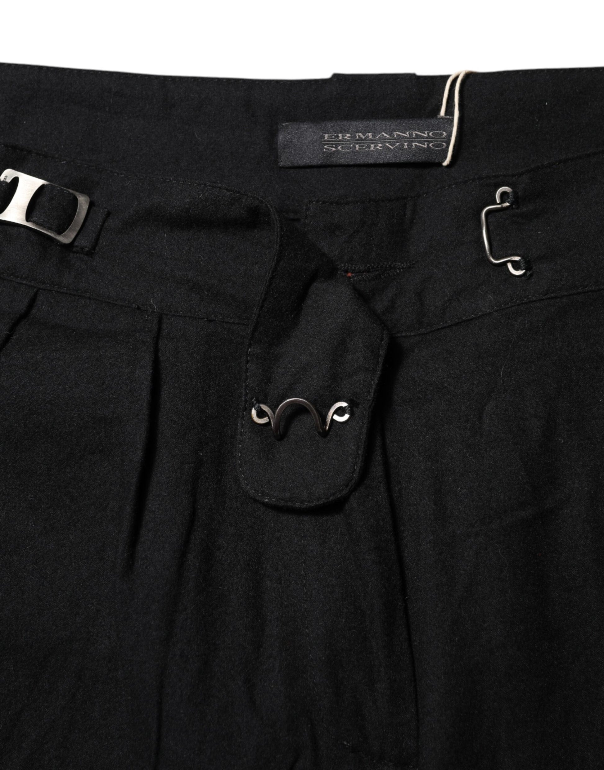 Ermanno Scervino Black High Waist Straight Fit Pants