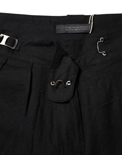 Ermanno Scervino Black High Waist Straight Fit Pants