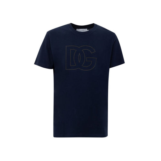 Dolce & Gabbana Blue Cotton T-Shirt with DG Logo