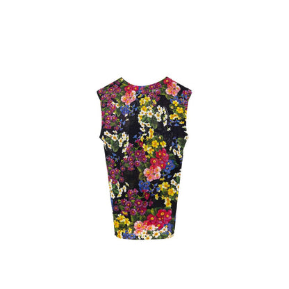 Dolce & Gabbana Black Cashmere Floral Knit Tank Top