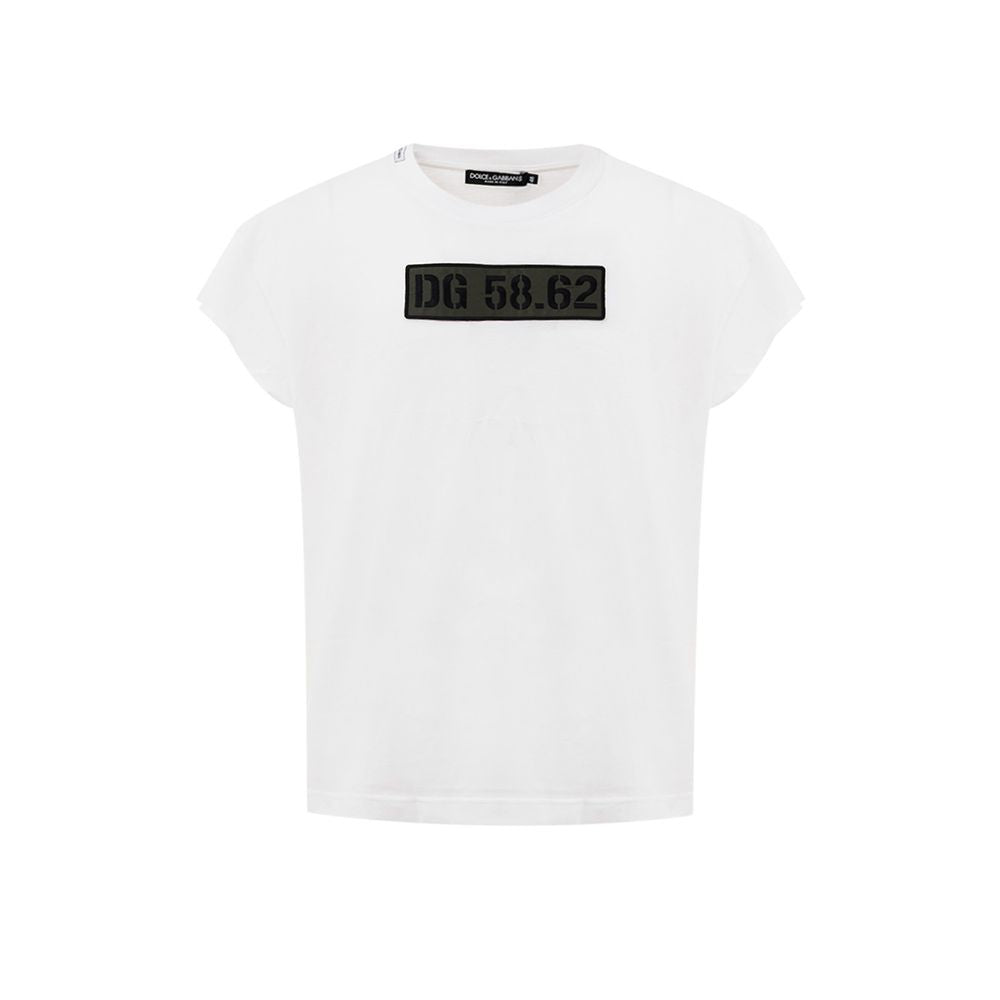 Dolce & Gabbana White Cotton T-Shirt with DG 58_62 Patch