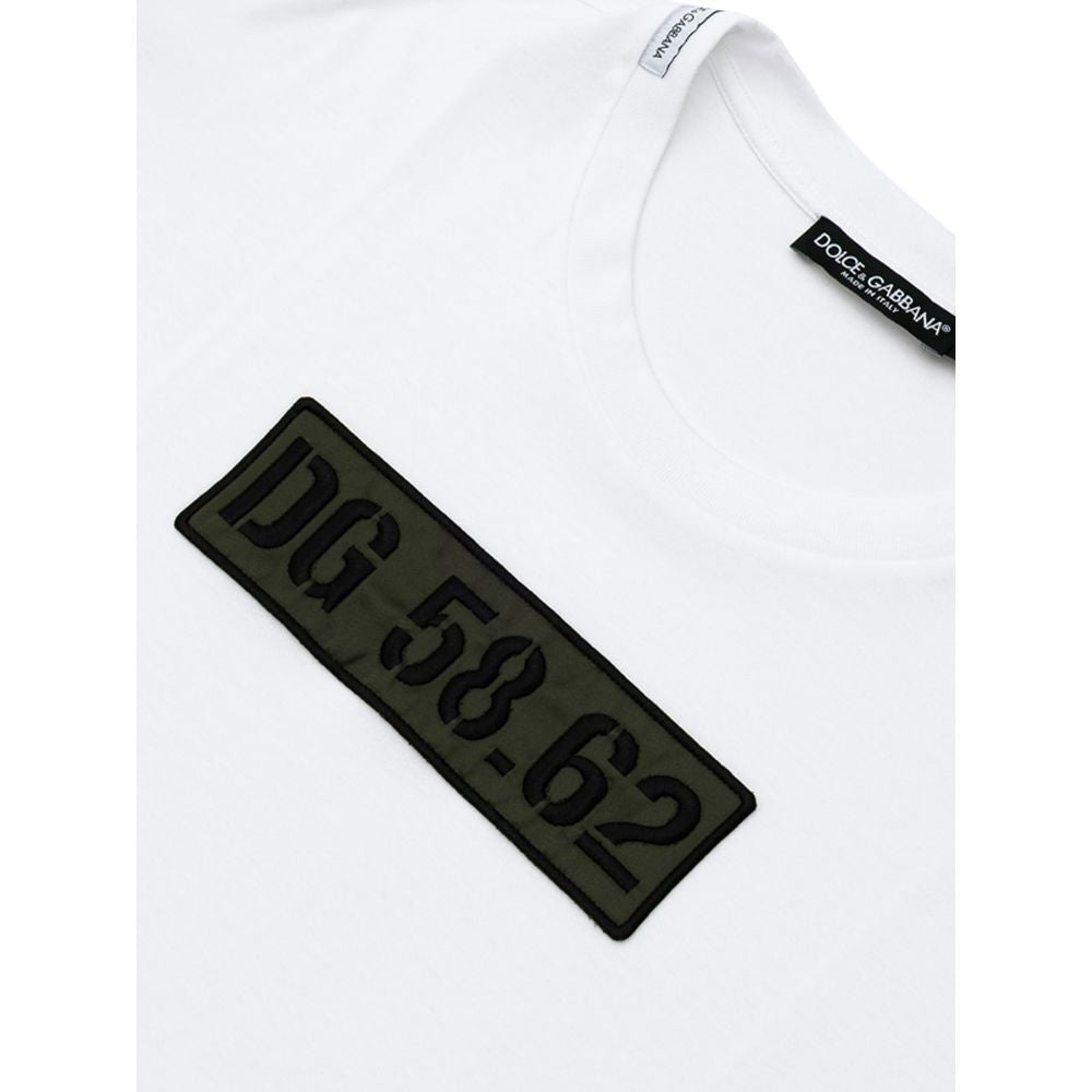 Dolce & Gabbana White Cotton T-Shirt with DG 58_62 Patch
