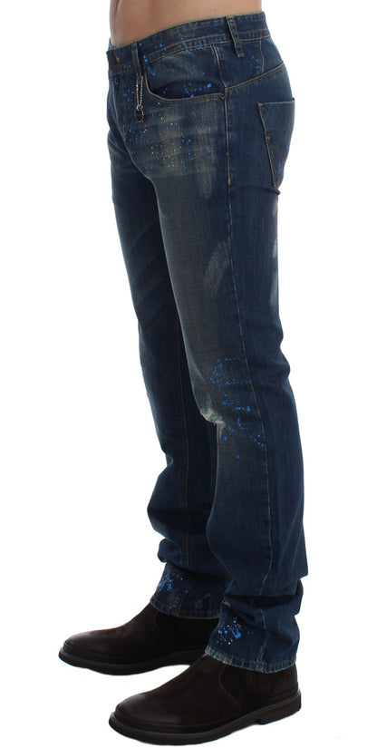  - Chic Blue Wash Painted Slim Fit Jeans