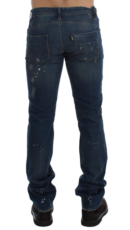  - Chic Blue Wash Painted Slim Fit Jeans