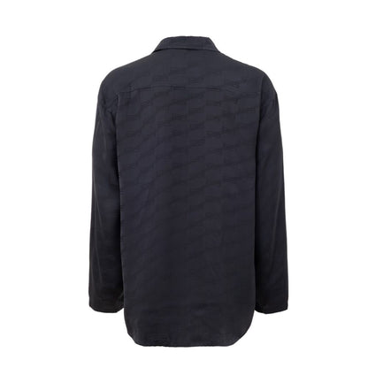 Balenciaga Gray Viscose Allover Logo Homewear Shirt