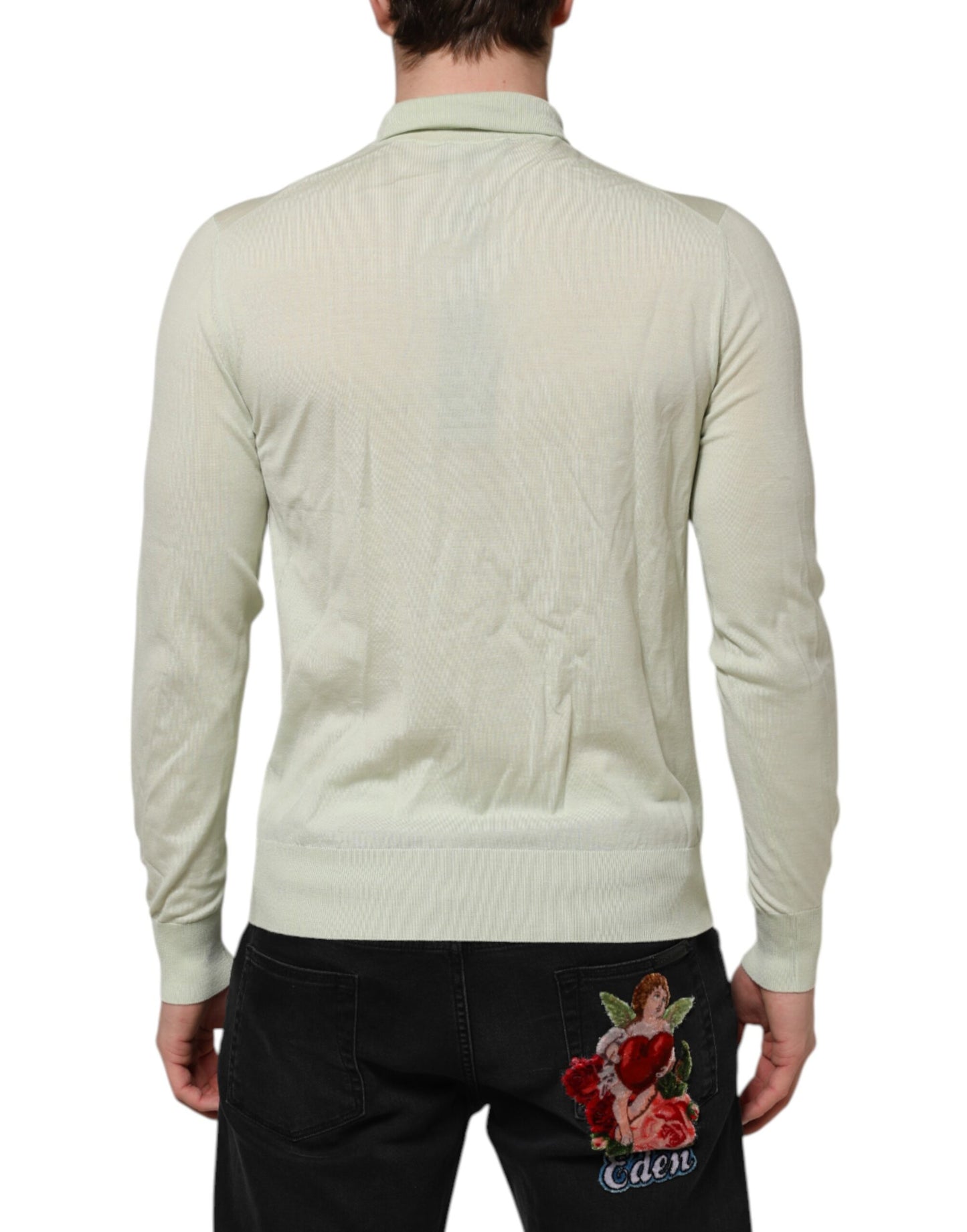 Dolce & Gabbana Mint Green Wool Turtleneck Pullover Sweater