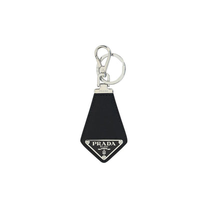 Prada Saffiano Leather Keyring with Iconic Triangle Logo