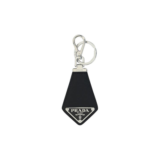 Prada Saffiano Leather Keyring with Iconic Triangle Logo