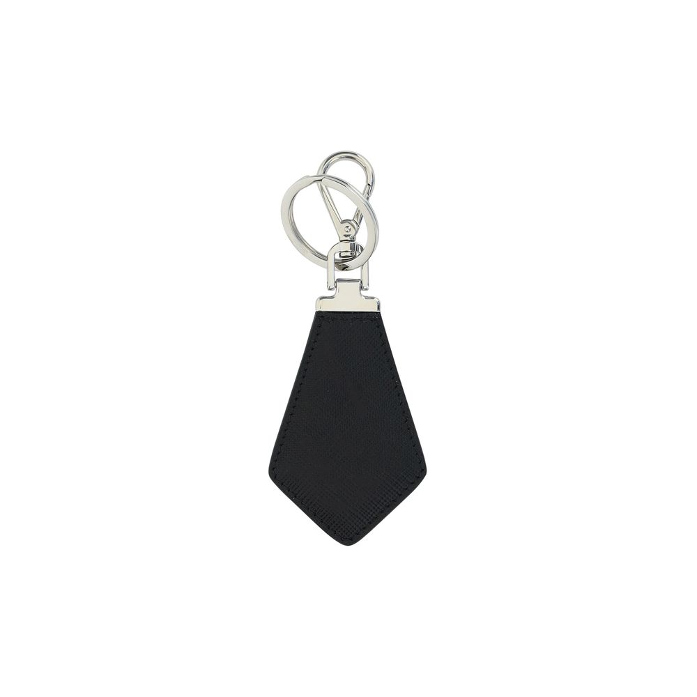 Prada Saffiano Leather Keyring with Iconic Triangle Logo