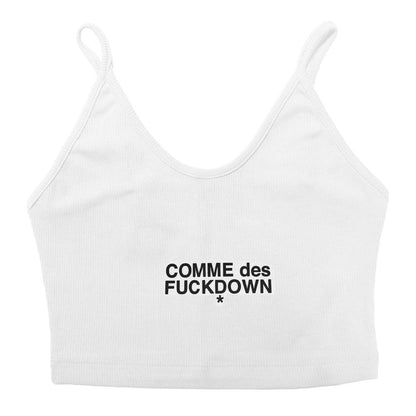 Comme Des Fuckdown Ribbed White Cotton Crop Top