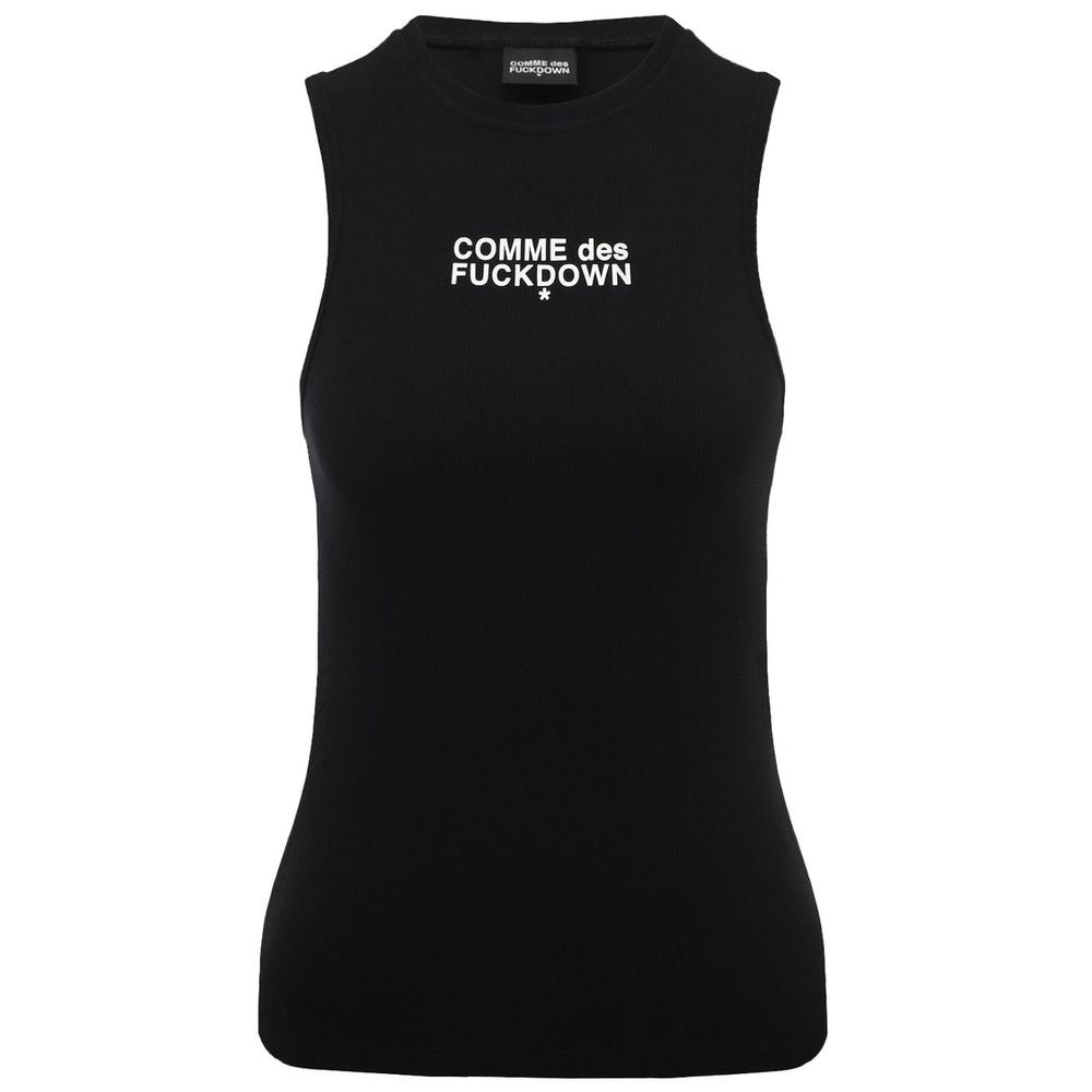 Comme Des Fuckdown Black Cotton Ribbed Tank Top