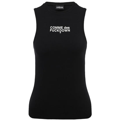 Comme Des Fuckdown Black Cotton Ribbed Tank Top
