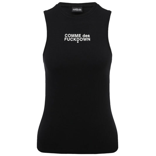 Comme Des Fuckdown Black Cotton Ribbed Tank Top