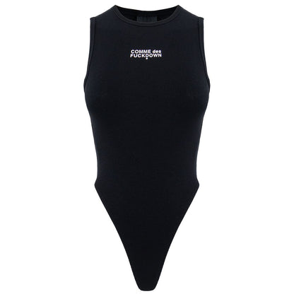 Comme Des Fuckdown Ribbed Black Cotton Bodysuit
