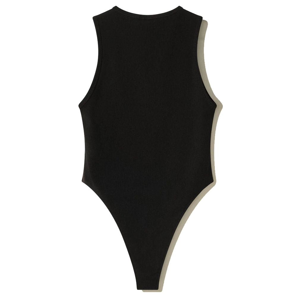 Comme Des Fuckdown Ribbed Black Cotton Bodysuit