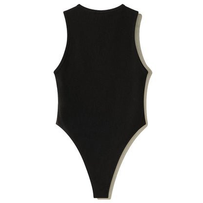 Comme Des Fuckdown Ribbed Black Cotton Bodysuit