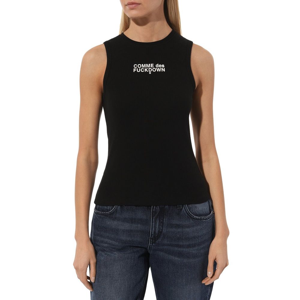 Comme Des Fuckdown Black Cotton Ribbed Tank Top