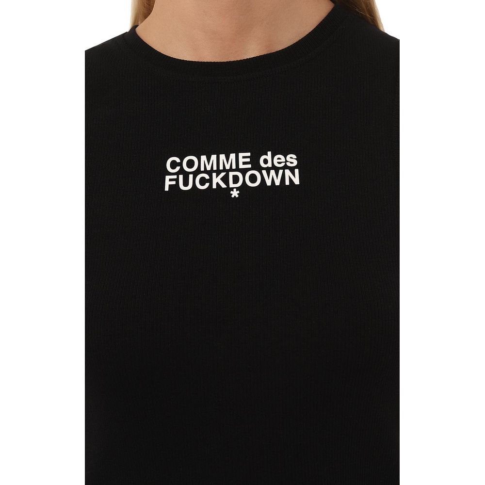 Comme Des Fuckdown Black Cotton Ribbed Tank Top