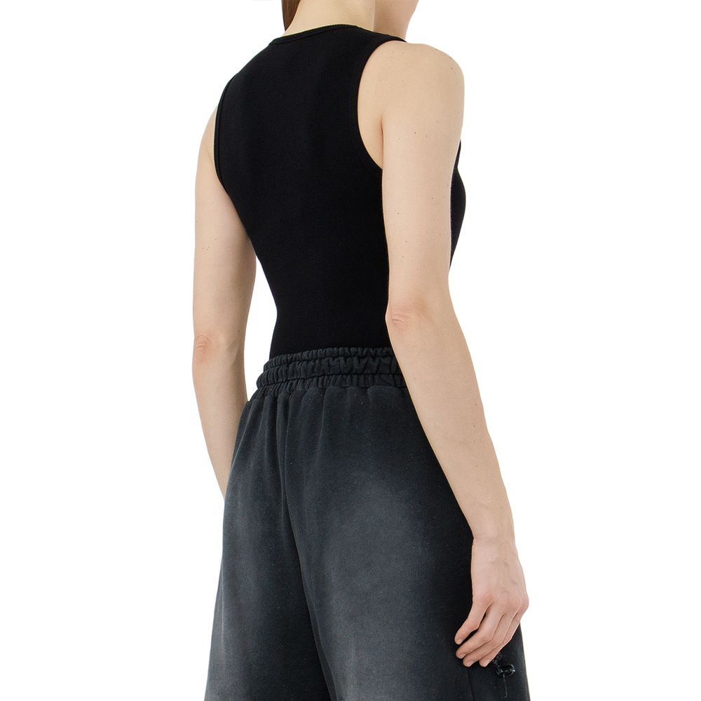 Comme Des Fuckdown Ribbed Black Cotton Bodysuit
