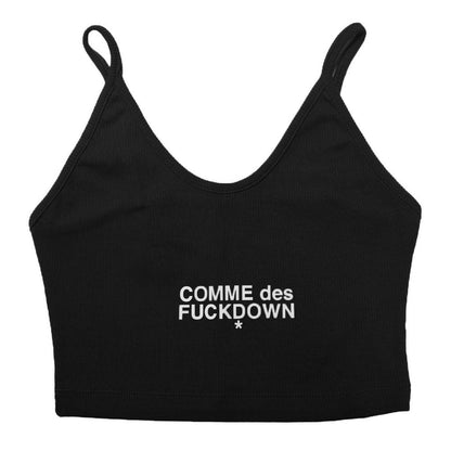 Comme Des Fuckdown Black Cotton Crop Top