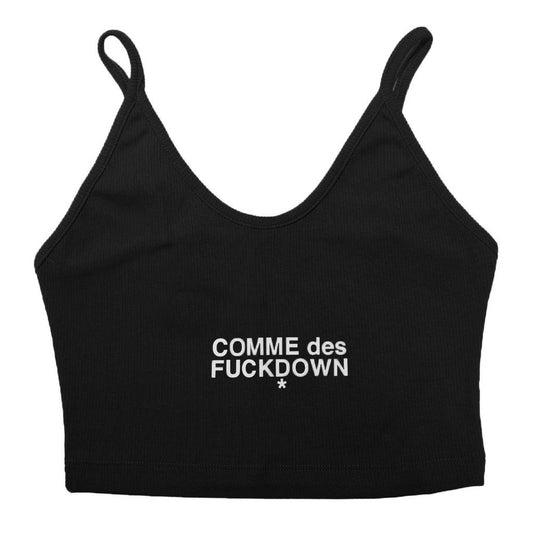 Comme Des Fuckdown Black Cotton Crop Top