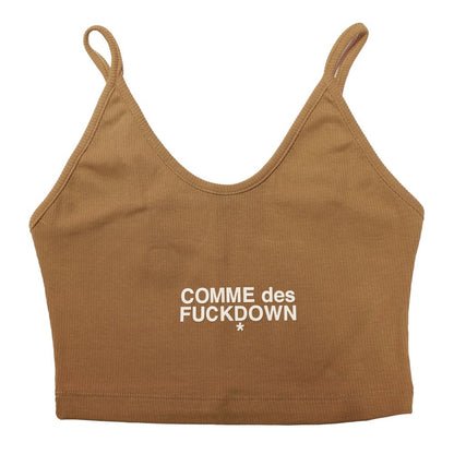 Comme Des Fuckdown Brown Cotton Crop Top