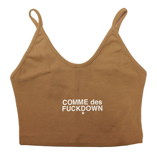 Comme Des Fuckdown Brown Cotton Crop Top