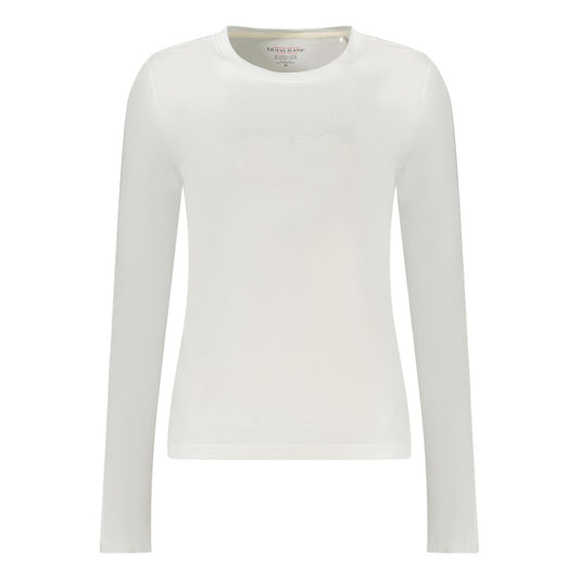 Guess Jeans White Cotton Long Sleeve Top