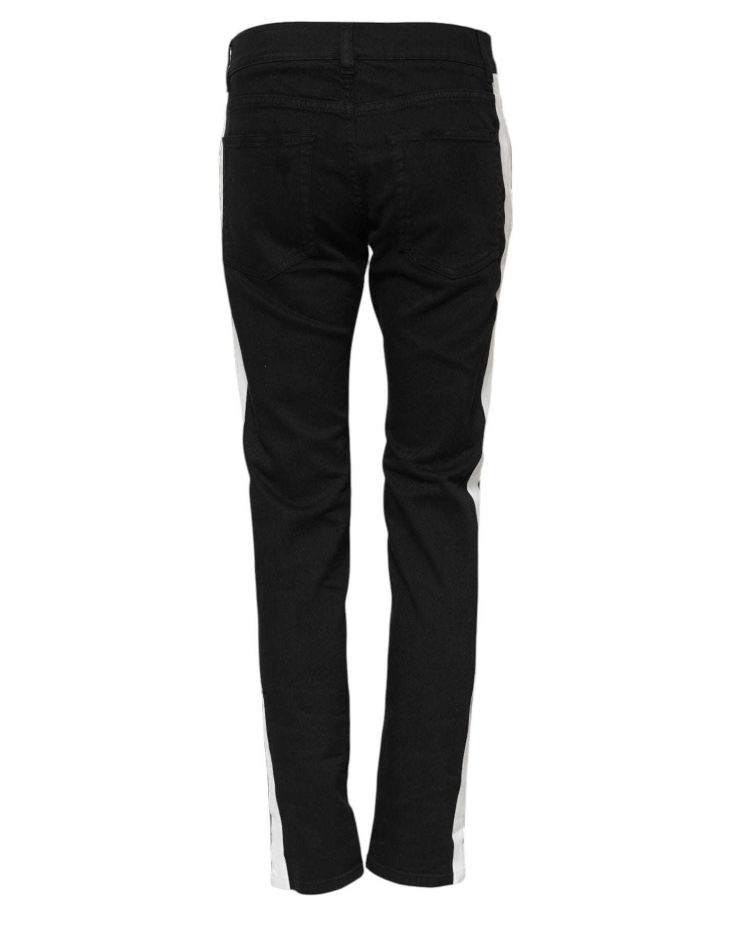 Dolce & Gabbana Black Tattered Skinny Denim Jeans with White Lining