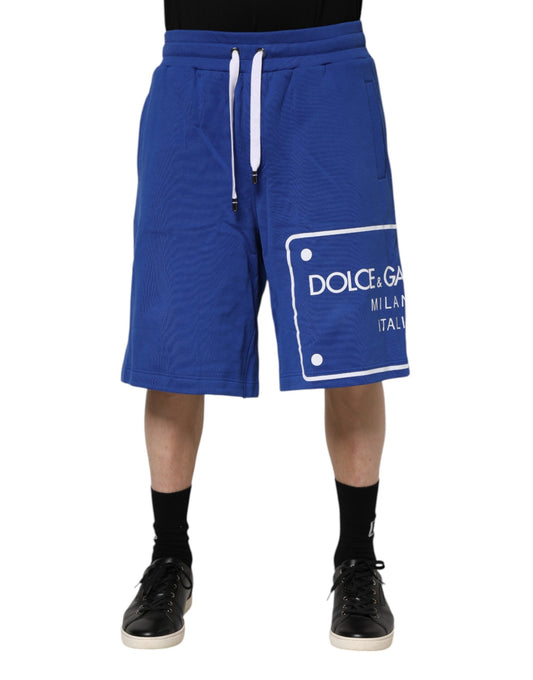 Dolce & Gabbana Blue Logo Cotton Bermuda Sweatshorts