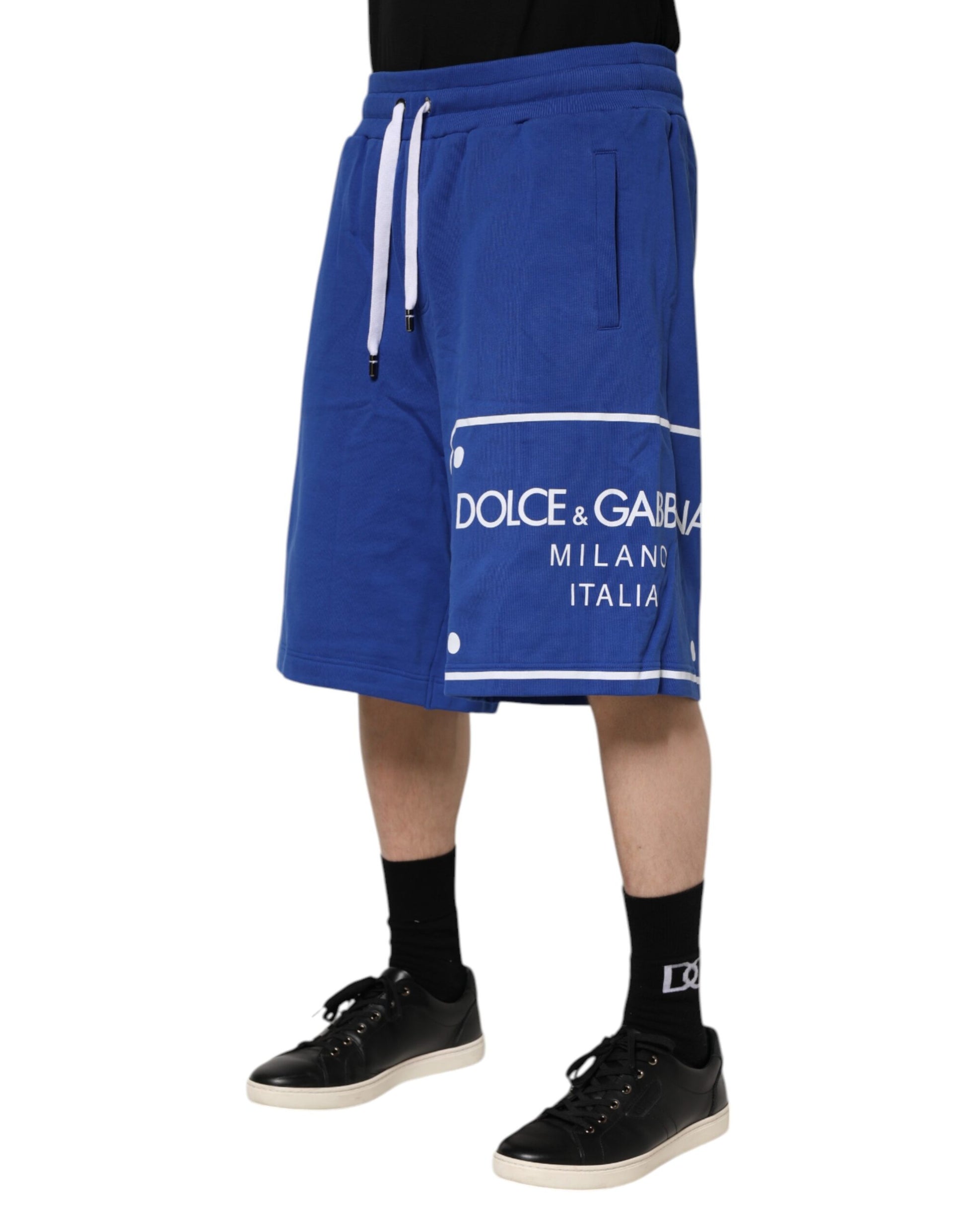 Dolce & Gabbana Blue Logo Cotton Bermuda Sweatshorts