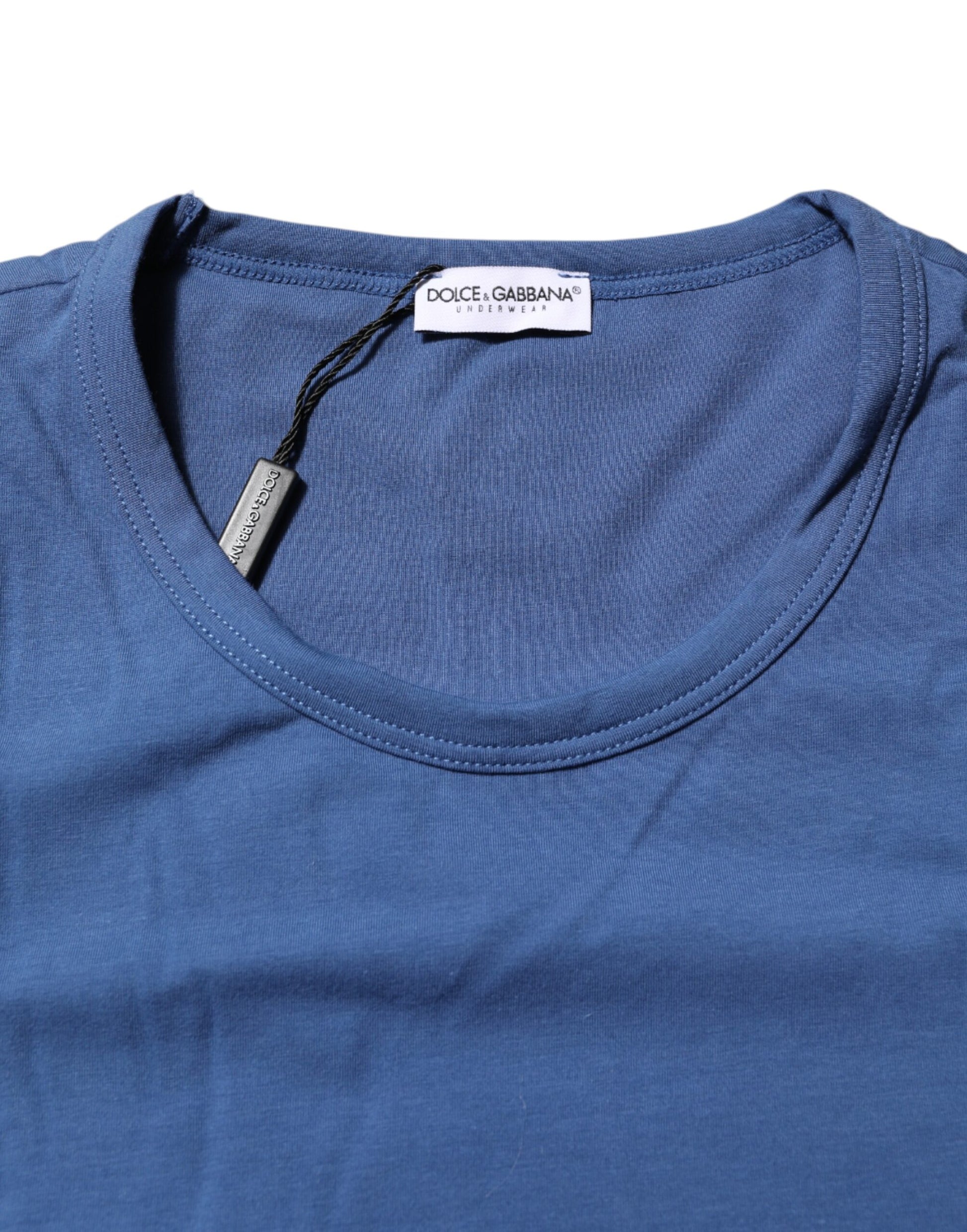 Dolce & Gabbana Royal Blue Cotton Round Neck Underwear T-shirt