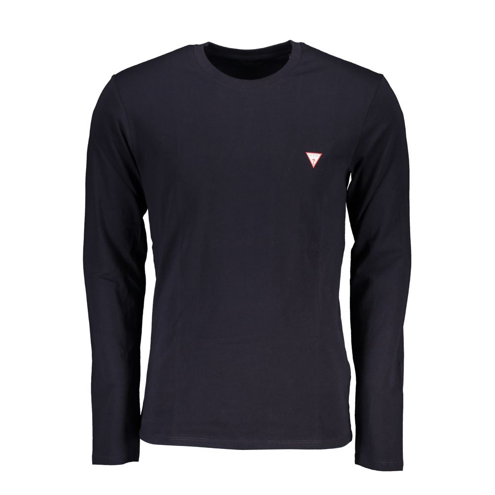 Guess Jeans Blue Cotton T-Shirt - Long Sleeved Crew Neck