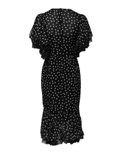 Dolce & Gabbana Black and White Lace Polka Dot Chiffon Dress