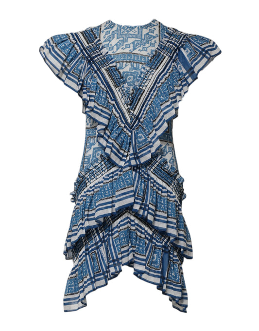 Philosophy di Lorenzo Serafini Blue Patterned Layered Mini Dress