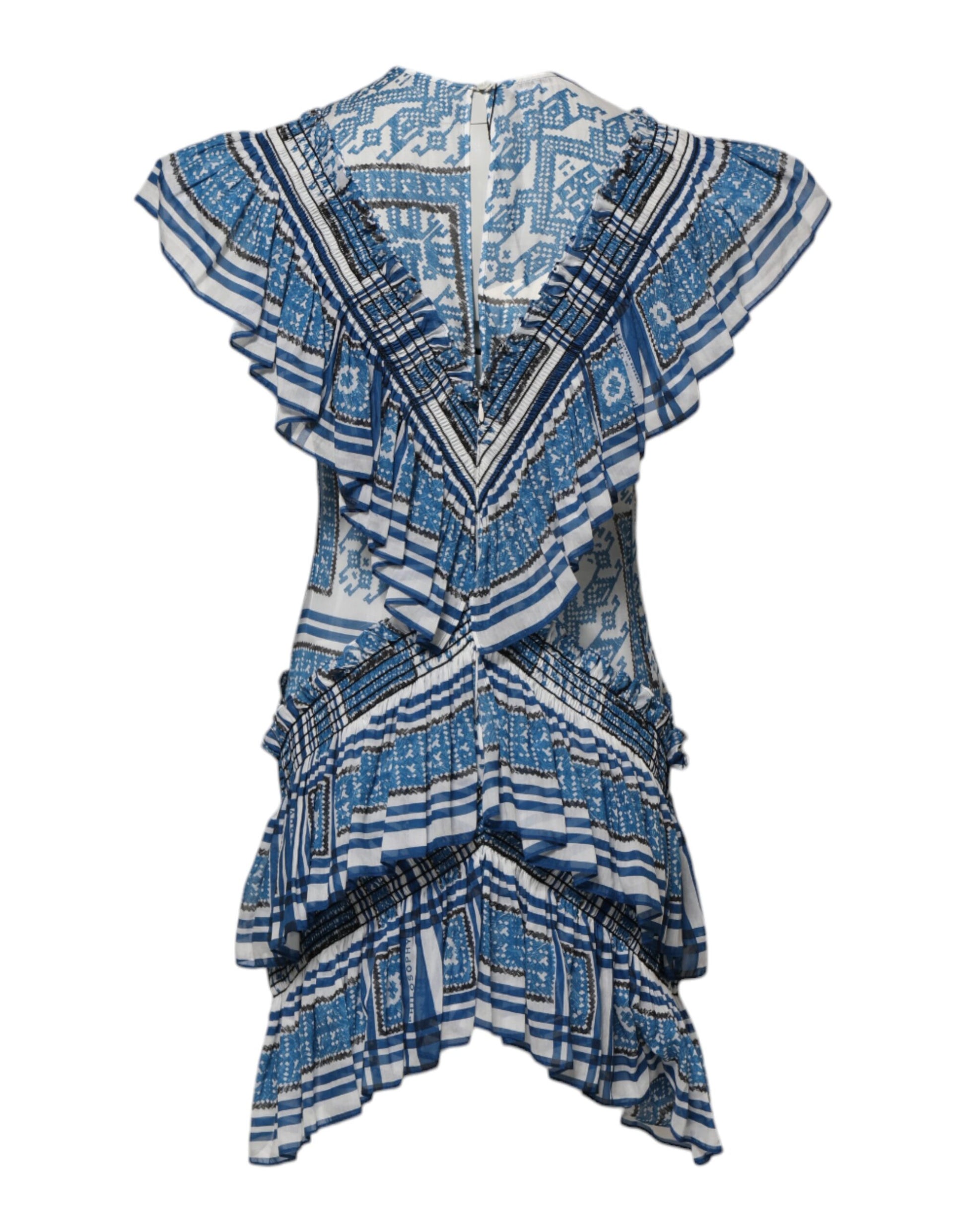 Philosophy di Lorenzo Serafini Blue Patterned Layered Mini Dress